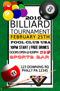Pool Tournament Poster Template | PosterMyWall