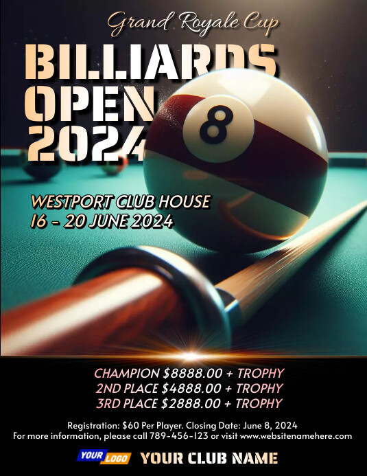 Billiards Tournament Ad Flyer PosterMyWall