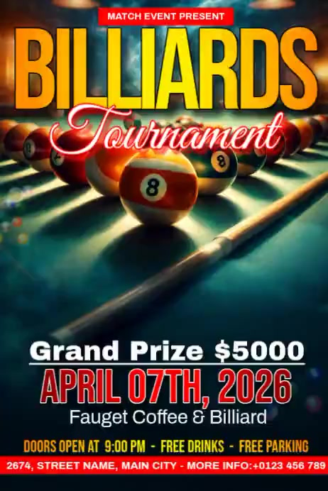 Billiards Tournament Posters Template | PosterMyWall