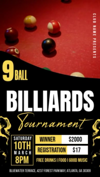 Black Billiards Tournament Digitale Vertoning Template