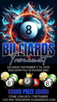 สีดำ Billiards Tournament История на Instagram Template