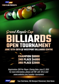 Billiards tournament invitation flyer A4 template