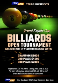 Billiards tournament invitation flyer A4 template