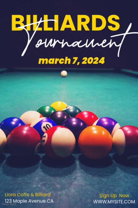 Billiards Tournament Timing Poster Template | PosterMyWall