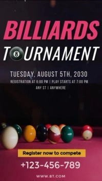 Modern Billiards Tournament Poster Template | Sports Event Instagram Reel