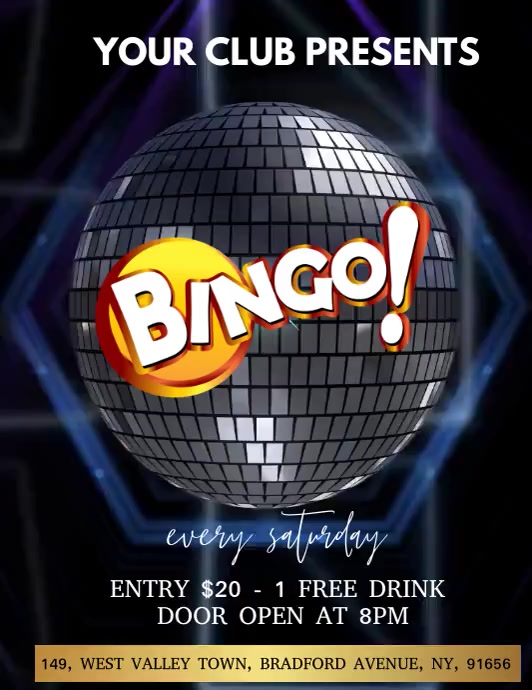 Bingo, Bingo Night Ulotka (US Letter) template