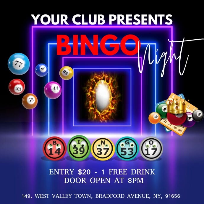 Bingo, Bingo Night Instagram Post template