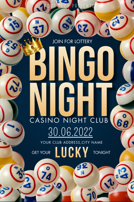 bingo, casino bingo, bingo night Poster template