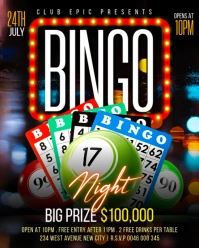 Bingo casino night card games fun party bash event disco bar event invitation flyer template Instagram Portrait