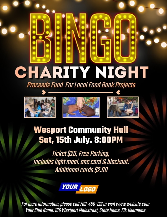 Bingo Fundraiser Night template Pamflet (Letter AS)