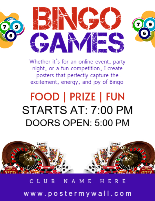 bingo game Volantino (US Letter) template