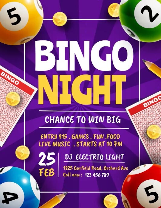 bingo game night, Trivia night Ulotka (US Letter) template