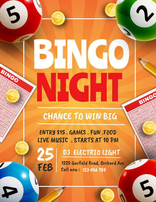 bingo game night, Trivia night Ulotka (US Letter) template