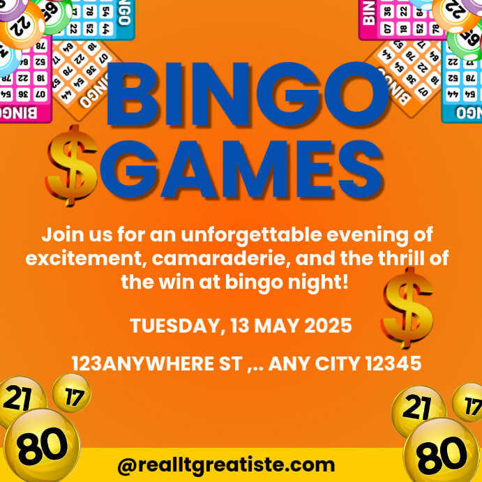 Plantilla de Bingo Games Party Instagram Post | PosterMyWall