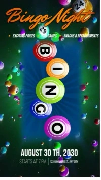 Bingo invite mobile size Pantalla Digital (9:16) template