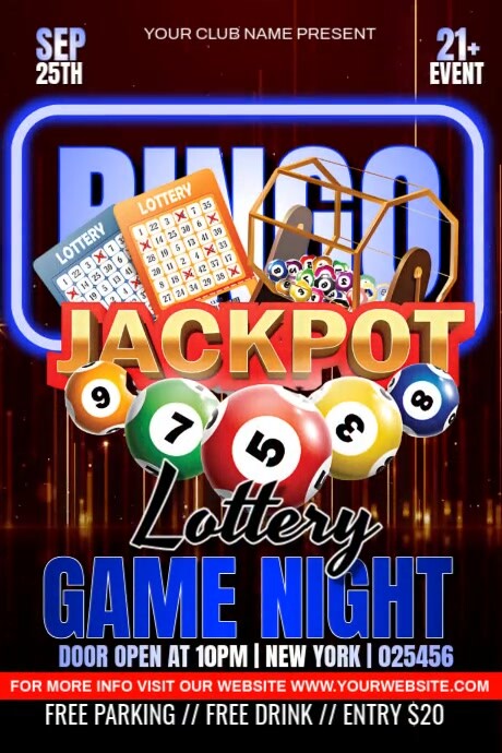 Bingo Jackpot Lottery Plakat template