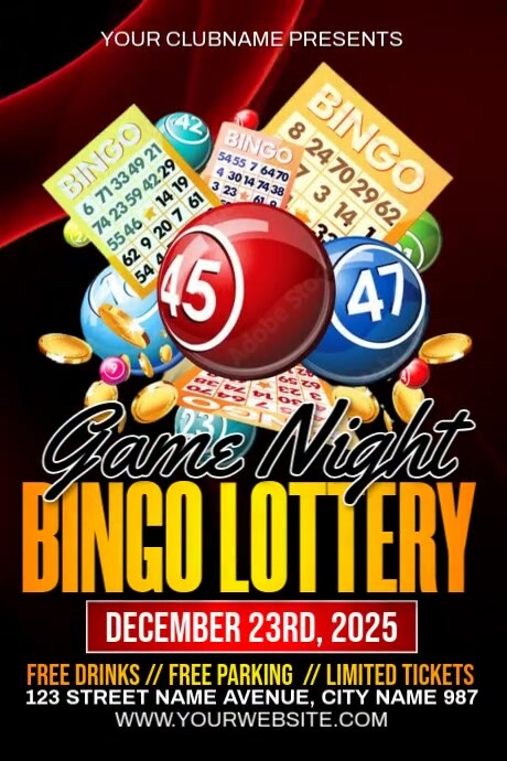 Bingo Lottery Game Night Plakkaat template