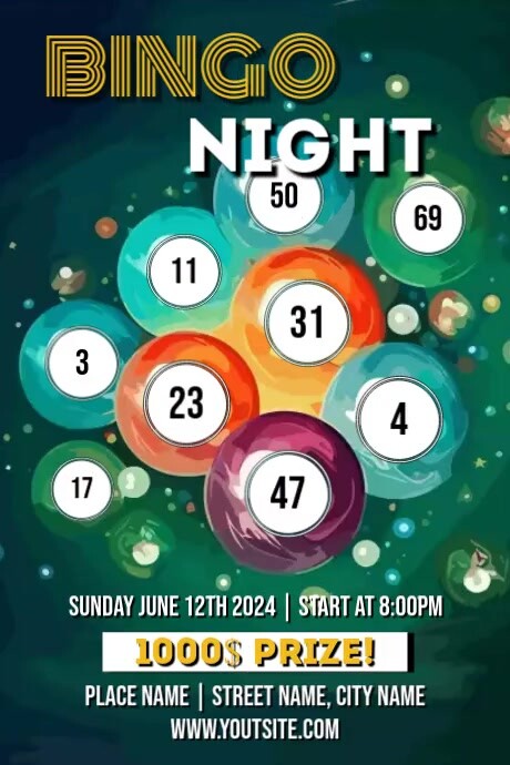 Sample Bingo Raffle Plantilla de Bingo Lottery Raffle Lotto Poster Flyer Ad Te | PosterMyWall