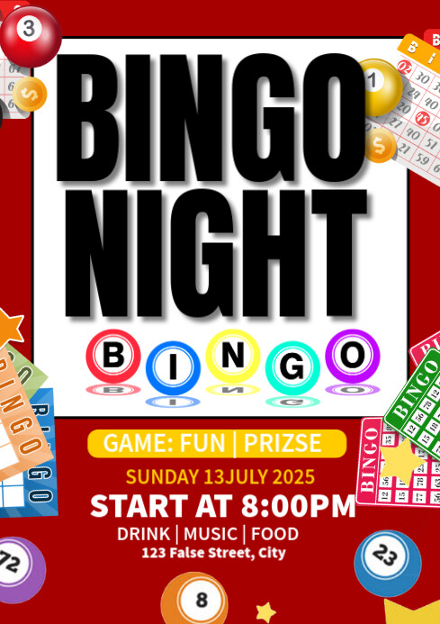 bingo night A4 template