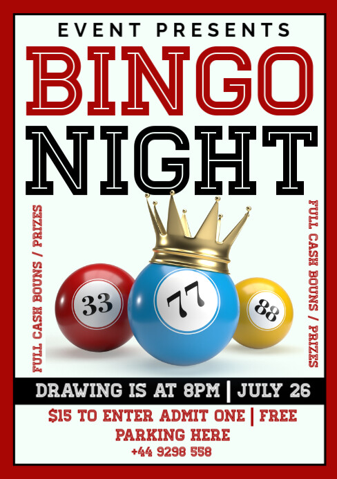 bingo night A5 template