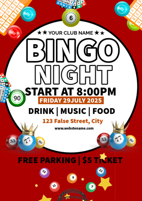 bingo night A4 template