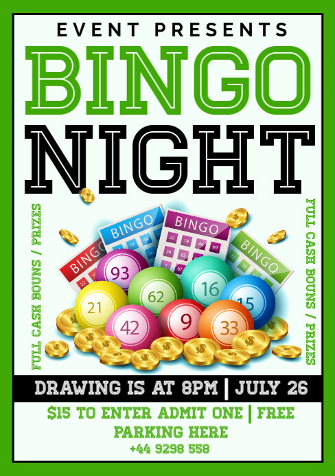 bingo night A5 template