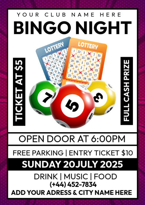 bingo night A6 template