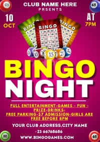 Bingo night editable poster, flyer template A2