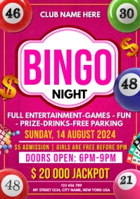bingo night event editable flyer poster A5 template