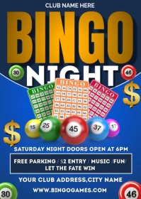 Bingo night event editable poster, flyer, instagram post template A6