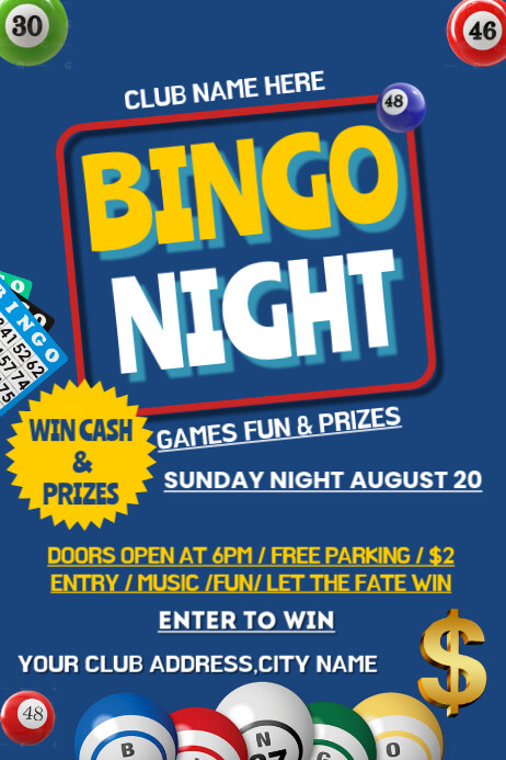 Bingo Night Event Editable Poster flyer template