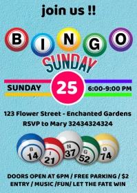 bingo night event flyer poster editable A6 template