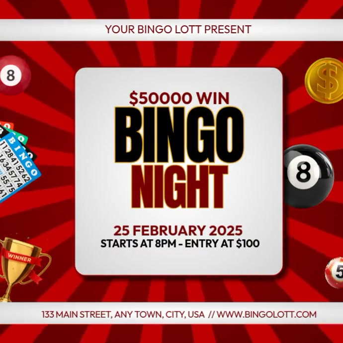 Bingo Night Event Instagram Post Video Template | PosterMyWall