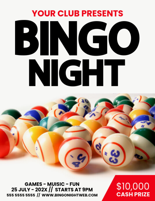 Bingo Night Event Invitation Flyer (us Letter) Pamflet (VSA Brief) template