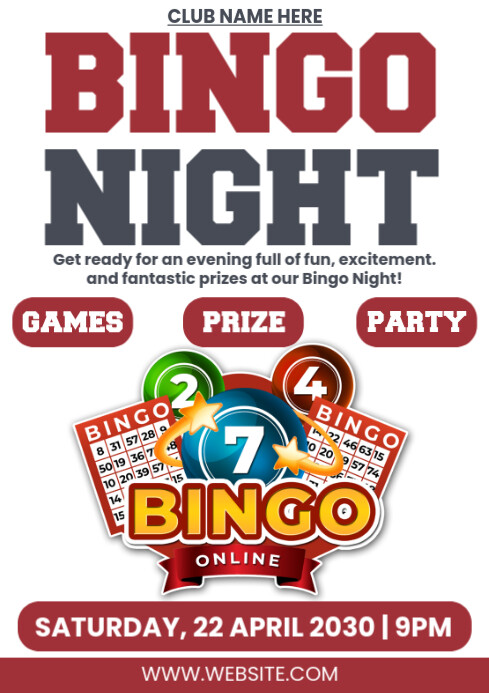Bingo Night event invitation flyer poster A4 template