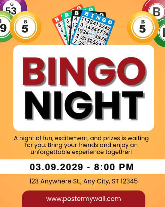 Bingo Night Event Invitation Instagram Portrait template