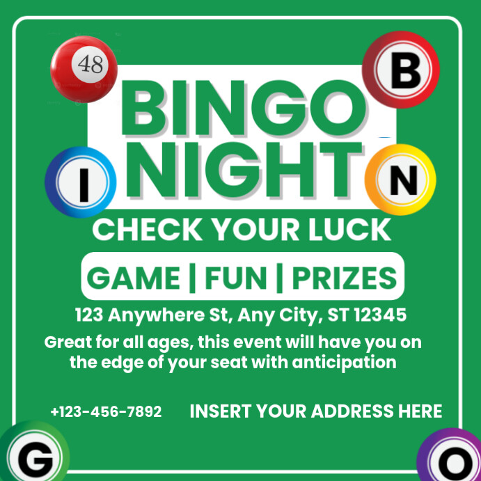 Bingo Night Event Invitation Instagram Post Template | PosterMyWall