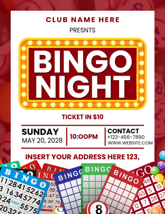 Bingo Night Event Invitation Poster Flyer (us Letter) template