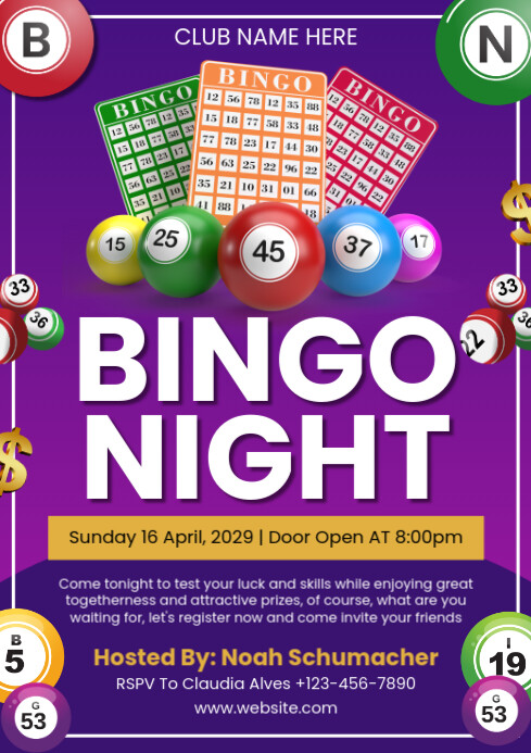 Bingo Night Event Invitation Poster Flyer A2 template