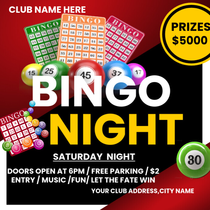 Bingo Night Event Invitation Poster Instagram Post Template | PosterMyWall