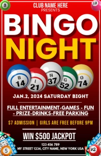 Bingo Night Event Posre, Flyer Template 2025 Half Page Wide Media Página Ancho