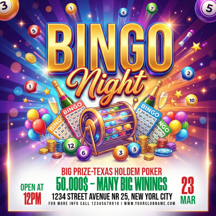 Bingo Night Event Square Template | PosterMyWall