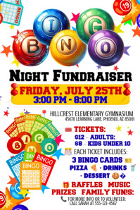 White Bingo Night Fundraiser Poster Template