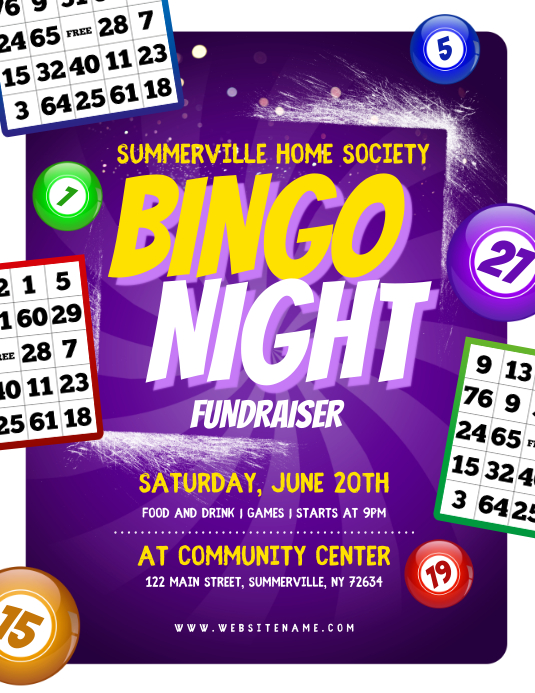 Bingo Night Fundraiser Flyer 传单(美国信函) template