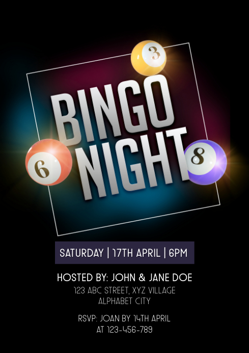 Sjabloon Bingo Night Invitation | PosterMyWall