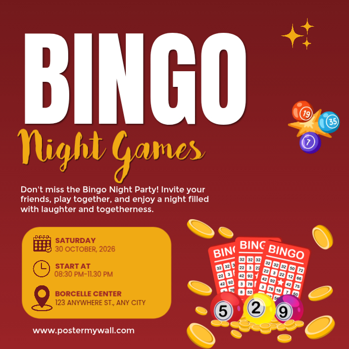 Bingo Night Party Instagram Post Template | PosterMyWall