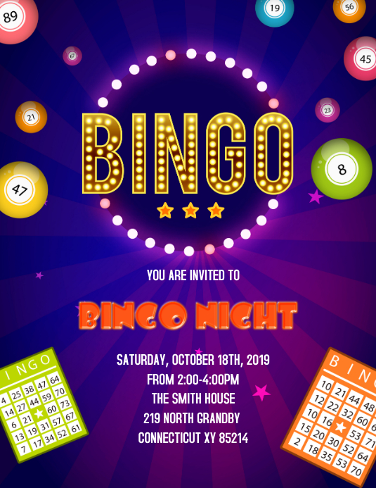 Bingo night party template 传单(美国信函)