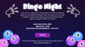 Purple Bingo Night Event Wpis na Twittera Template