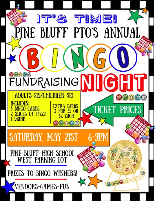 BINGO PTO fundraising flyer Volantino (US Letter) template