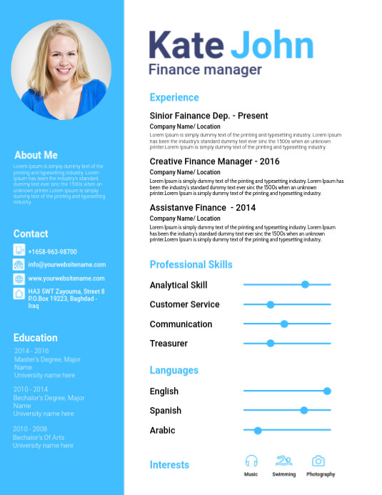Cv Bio Examples Biography Design Template - CV Resume | PosterMyWall